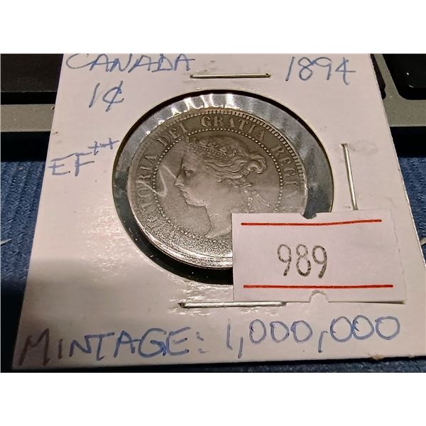 1894 Canada Large Cent EF++