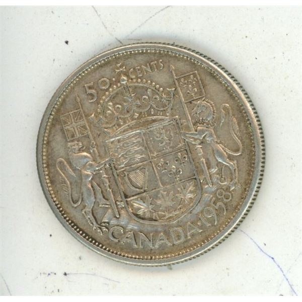 1958 Canada Silver 50 Cents.