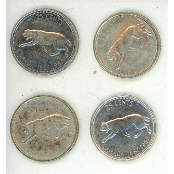 (4) 1967 Canada Silver 25 Cents.