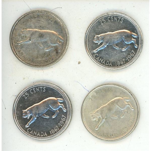 (4) 1967 Canada Silver 25 Cents.