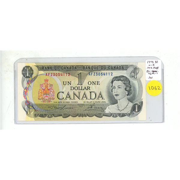 1973 $1. Lawson-Bouey signatures. AFZ Prefix. BC-46a-i. AU50.