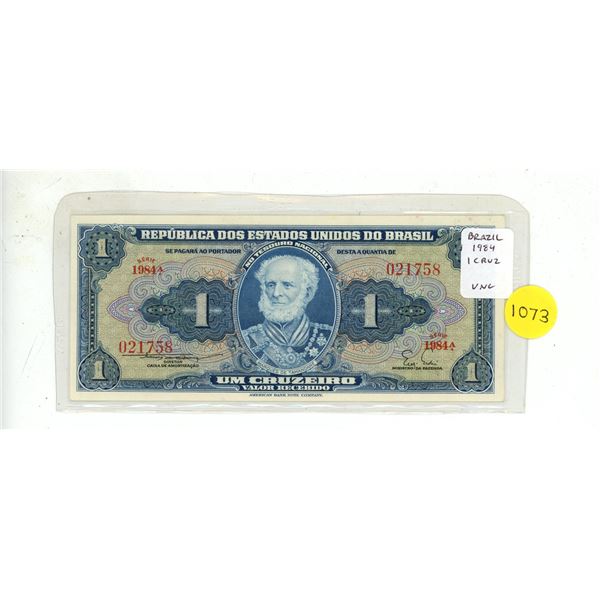Brazil. 1984 1 Cruzeiro. Uncirculated.