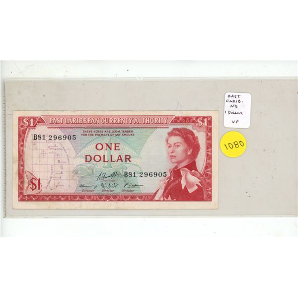 East Caribbean States. ND 1 Dollar. Map of the islands. VF.