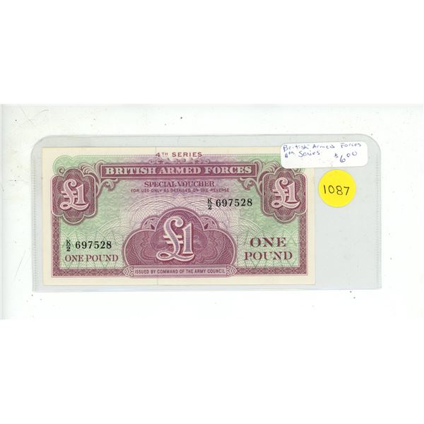 Great Britain. British Armed Forces 4th Series 1 Pound Special Voucher. Uncirculated.
