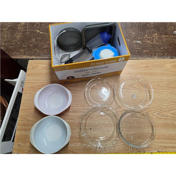 Lot of dishes- some are pyrex and anchor hocking