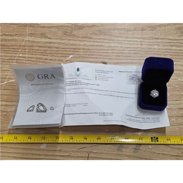 10ct Moissanite and sterling silver ring size 6- with authentication