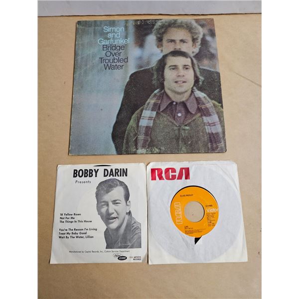 (3) Vinyl Records inc. Simon and Garfunkel, Bobby Darin, Elvis (Bent)