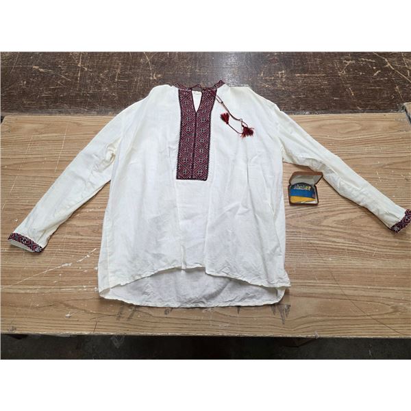Cross-stitch embroidered Man’s Ukrainian shirt. Fits XL. Good condition. Added 4 Ukrainian 