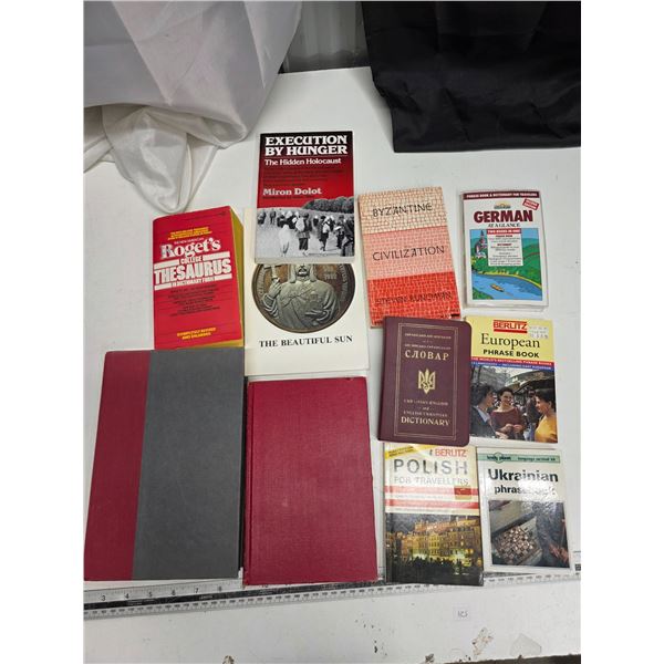 Books: European, Ukrainian and German phrase books, Polish for Travellers, Soviet Union, Holodomor, 