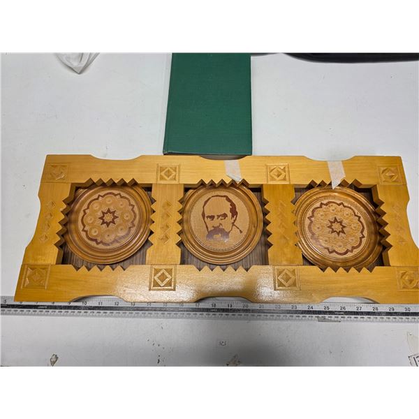 Taras Shevchenko wooden picture set. Carved in Ukraine. Plus Taras Shevchenko poetry book.