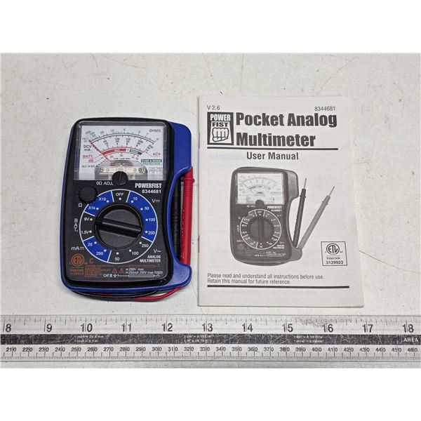 Pocket Analog Multi-Meter with User Manual.
