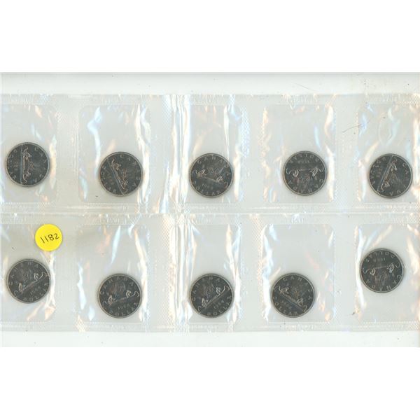(10) 1968 Canada One Dollar Coins. (Packed in Original Plastic)
