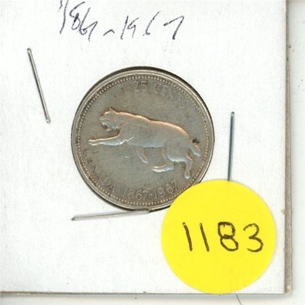 1967 Canada Silver 25 Cents.