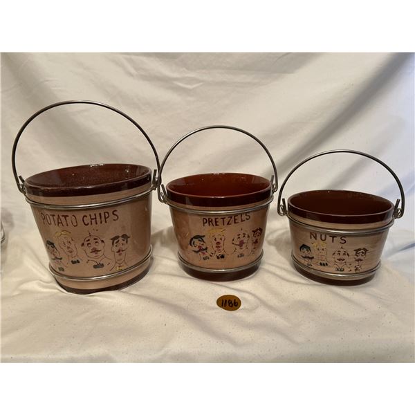 1950-1960 BarWare Ceramic Snack Bucket Set titled Sweet Adeline