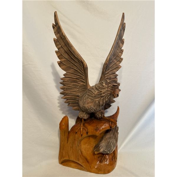 Wooden Eagle sculpture 1970 Soviet Union Eastern European Folk Art