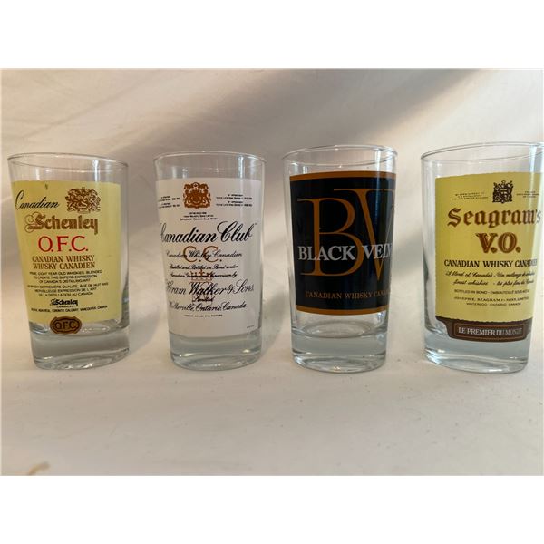 Promotional whiskey glasses 1970-80 Barware memorabilia