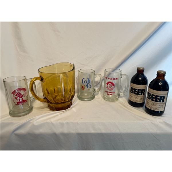 2- Labatt Brewing Co Stoon full Beer-3 MUGs Bad Bernie's/Klondike & Holberg