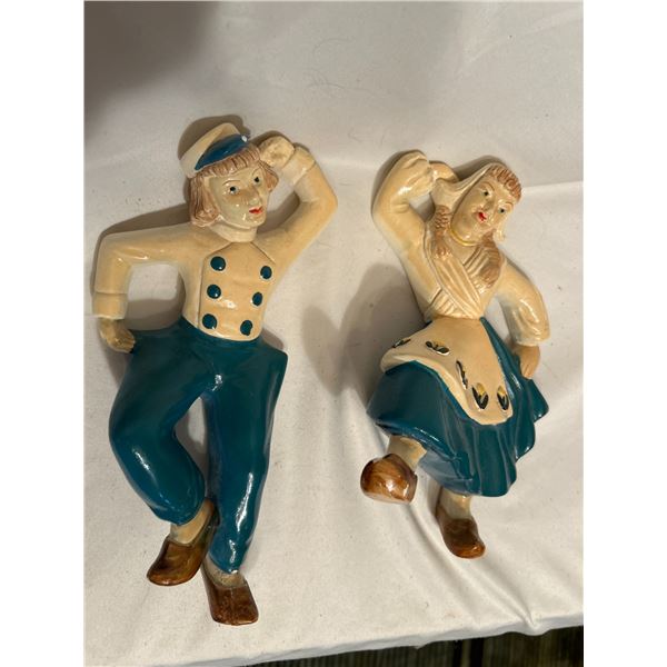 Devon-ware-chalk-ware-2 Dutch characters Nice condition Blue and White .