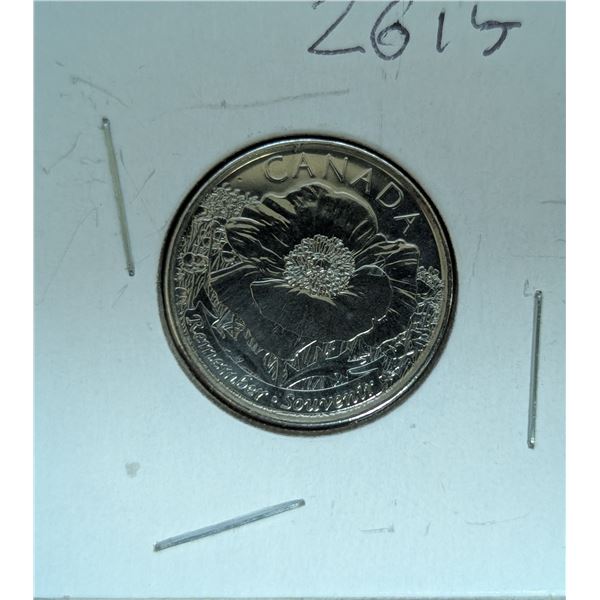 2015 Canadian 25 Cent Coin Remembrance Day