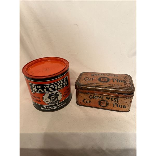 Raleigh & Great West Vintage tobacco Tins