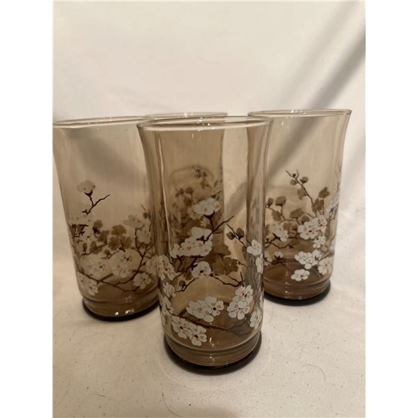 Luminarc 1970 harvest pattern set of 4 pattern smoking dark brown