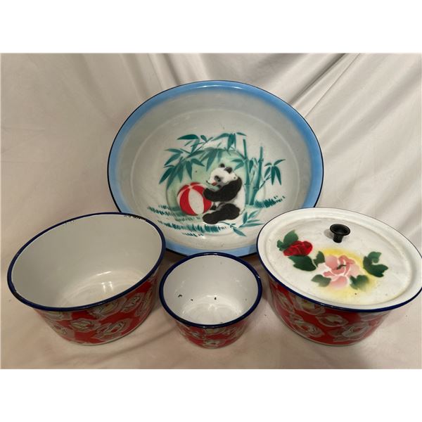 Enamelware "panda" "bumper harvest" 1960-1970