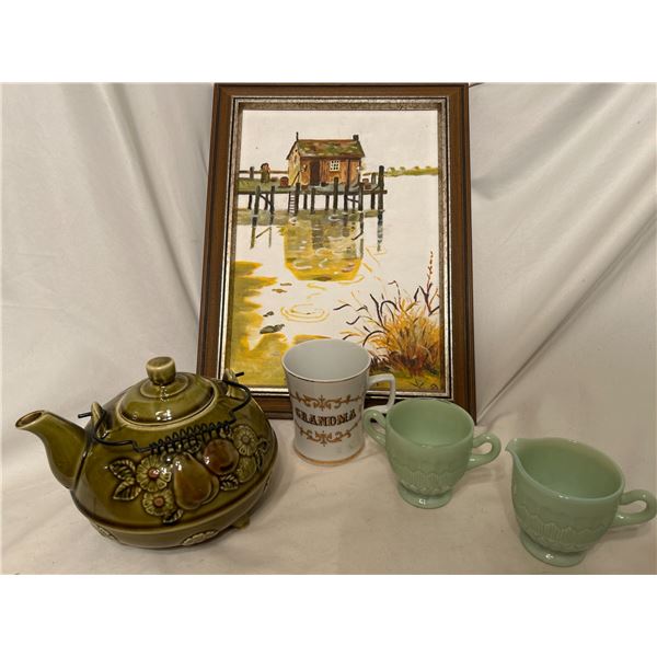 Jaideite sugar and creamer "Jane Ray" small chip
