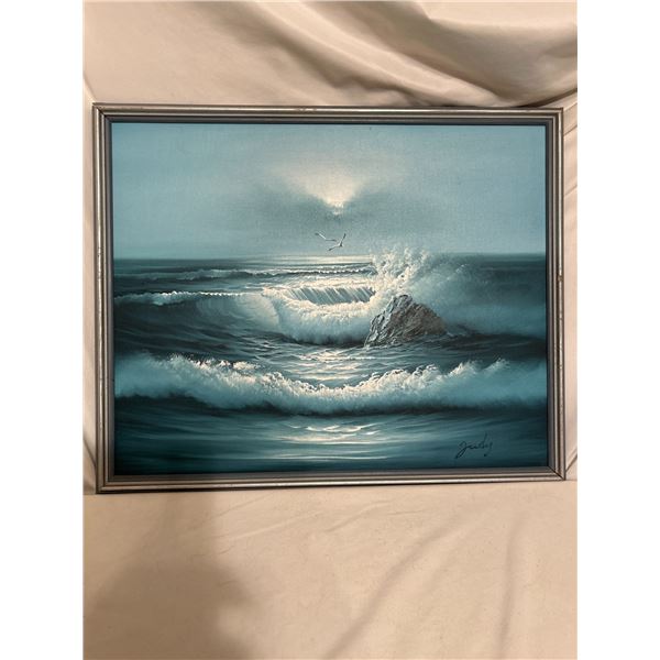 22"x18" Oil Painting seascape with waves by TAYLOR