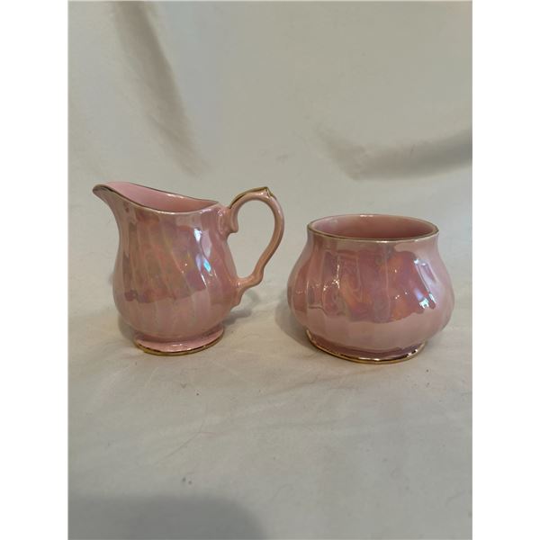 Sadler Porcelain lustreware cream and sugar gold trim Staffordshire England
