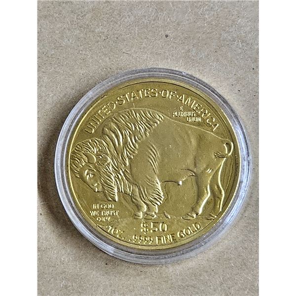 Reproduction 2021 Gold Plated $50 Buffalo Coin