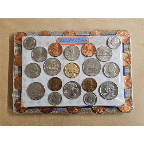 Assorted US Coins, inc. 1928 Gold Plated Buffalo Nickel (Cannot Confirm Authenticity)
