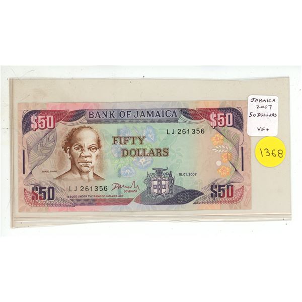 Jamaica. 2007 50 Dollars. VF+.