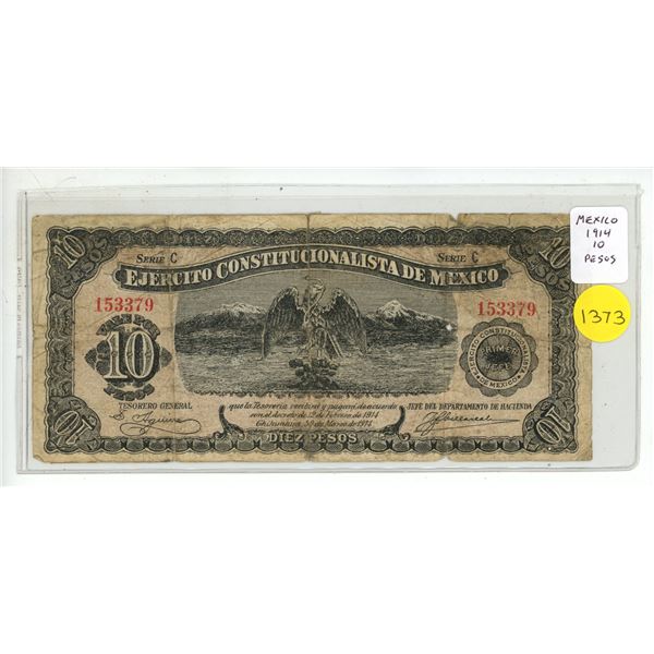 Mexico. 1914 10 Pesos. Good.