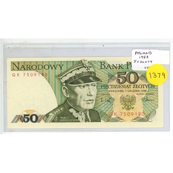 Poland. 1988 50 Zloty. Uncirculated.
