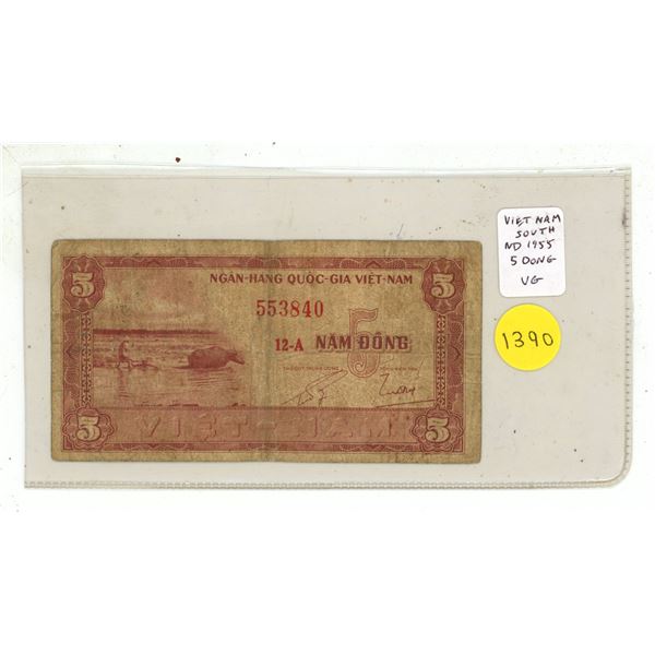 Vietnam – South. ND 1955 5 Dong. VG.
