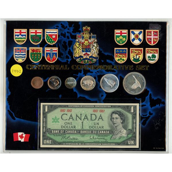 1867 – 1967 Canadian Centennial Commemorative Set including all the coins from 1 Cent to Si