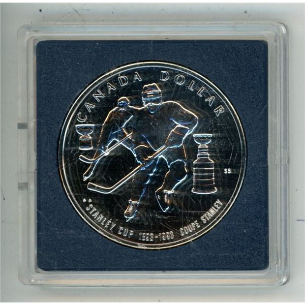 1993 Canadian Silver Dollar. Commemorates the 100th Anniversary of the Stanley Cup. Specimen. Housed