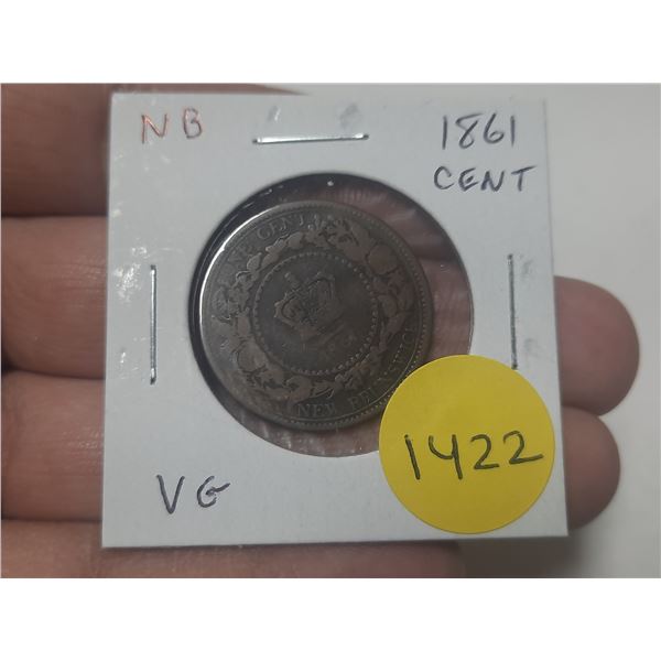New Brunswick. 1861 1 Cent. The first year of NB coinage. VG.
