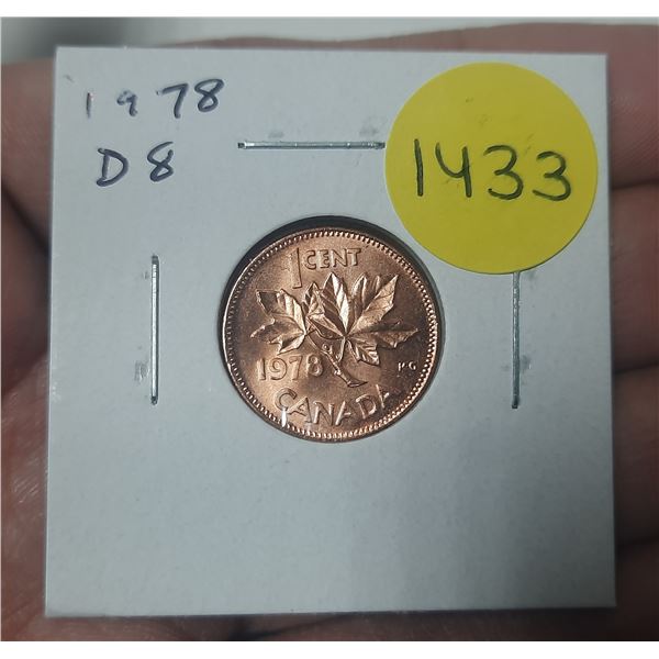 1978 Doubled 8 Small Cent. MS64 Red.