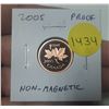 Image 1 : 2005 Proof Small Cent. Non-Magnetic.