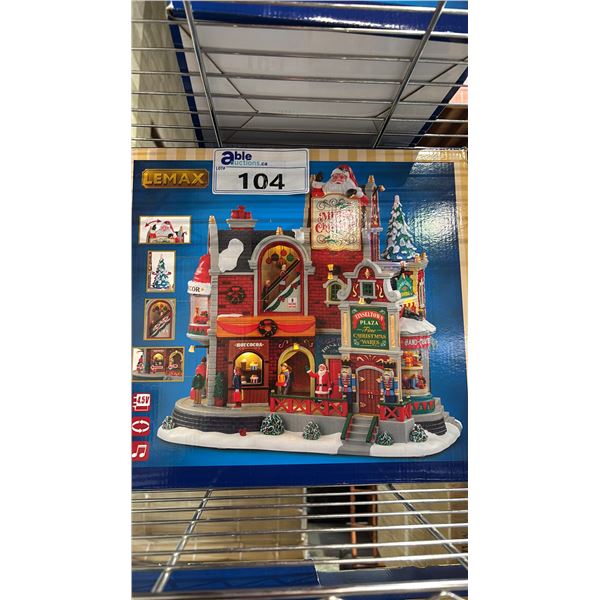 LEMAX 'TINSELTOWN PLAZA' & SMALL BASKET OF CHRISTMAS DECORATIONS