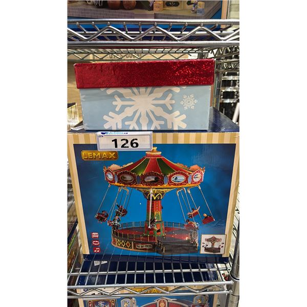 LEMAX 'THE SKY SWING' & BOX OF CHRISTMAS VILLAGE ORNAMENTS