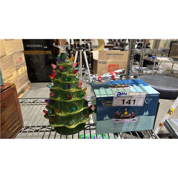 CAROLE TOWNE 'CAMPFIRE FUN' & A DECORATIVE BATTERY OPERATED LIGHT UP CHRISTMAS TREE