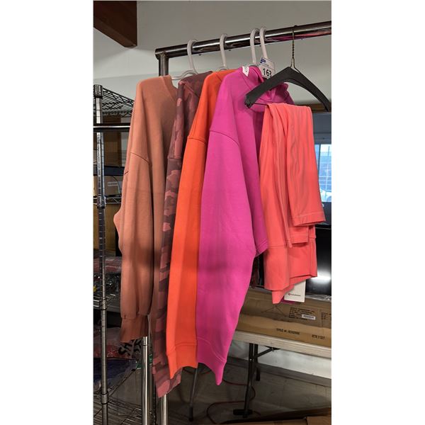 (5) PIECES OF ASSORTED LULU LEMON LEGGINGS & SWEATERS