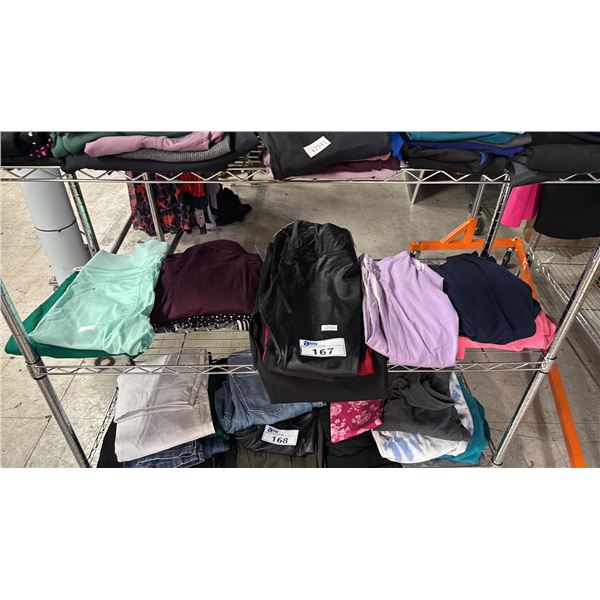 SHELF OF ASSORTED LEGGINGS & PANTS *MANY NEW WITH TAGS*