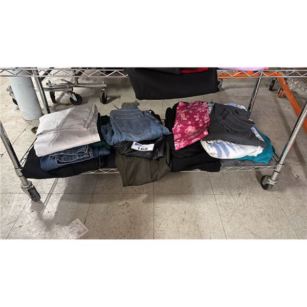 SHELF OF ASSORTED LEGGINGS & PANTS *MANY NEW WITH TAGS*