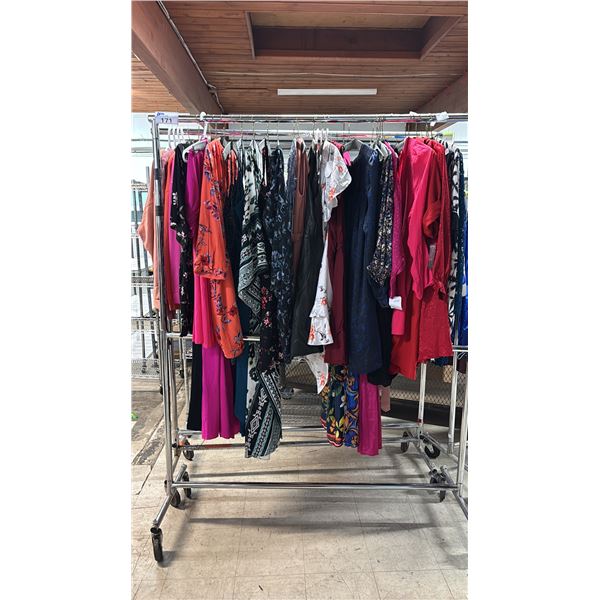 RACK OF ASSORTED CLOTHING *MANY NEW WITH TAGS* **RACK NOT INCLUDED**