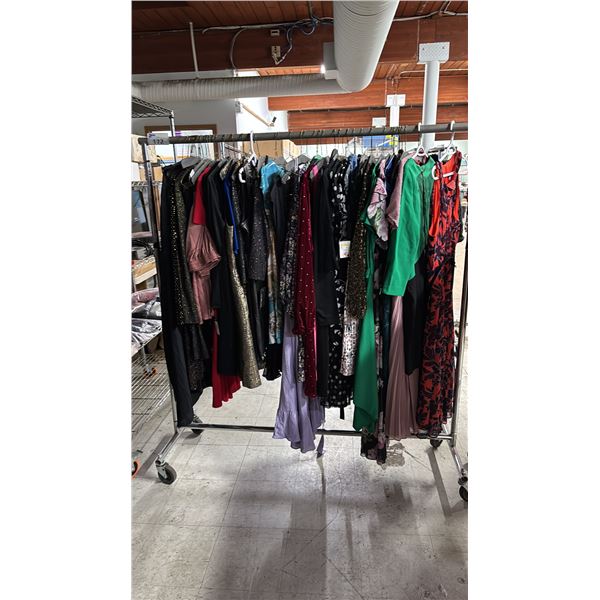 RACK OF ASSORTED CLOTHING *MANY NEW WITH TAGS* **RACK NOT INCLUDED**