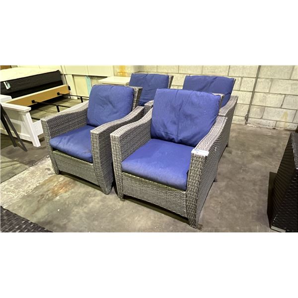 4 PATIO LOUNGE CHAIRS WITH CUSHIONS