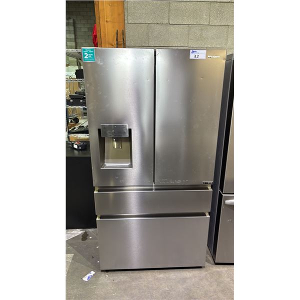 HISENSE 36"W STAINLESS STEEL FRENCH DOOR REFRIGERATOR WITH 2 BOTTOM FREEZER DRAWERS